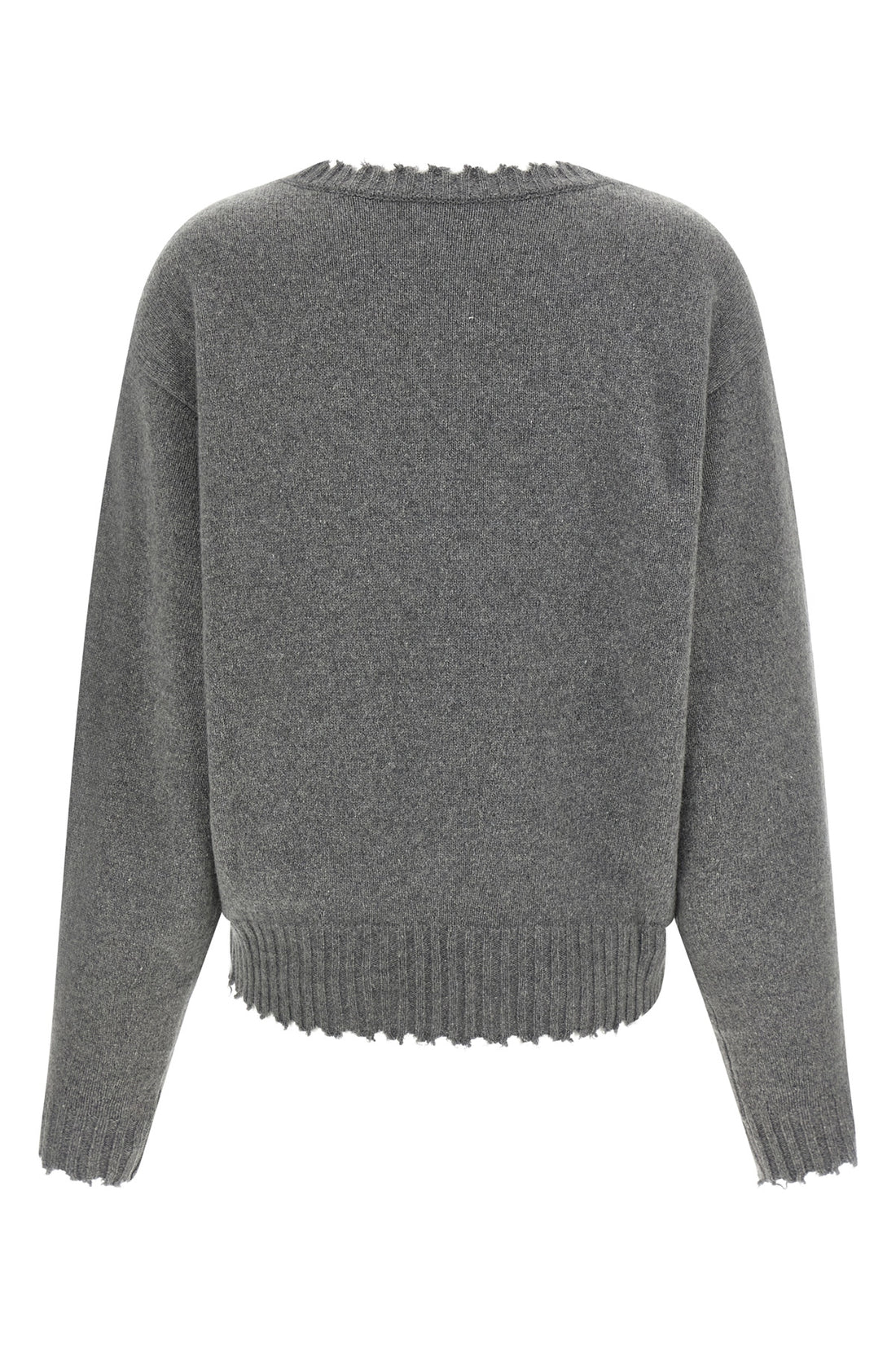 NUDE L the nude v-neck sweater redefines knitwear codes through a deconstructed aesthet