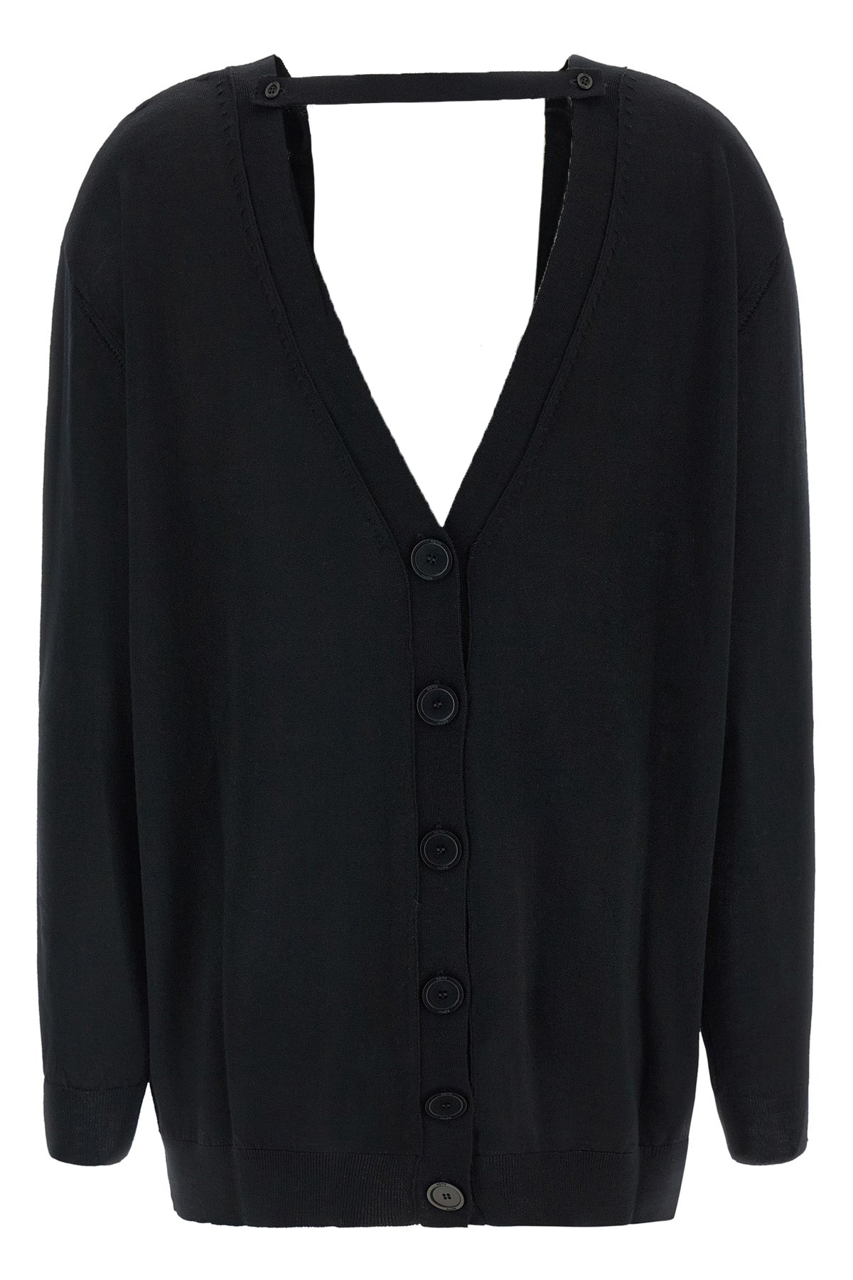 the pure wool cardigan nude redefines the codes of knitwear through a fluid and