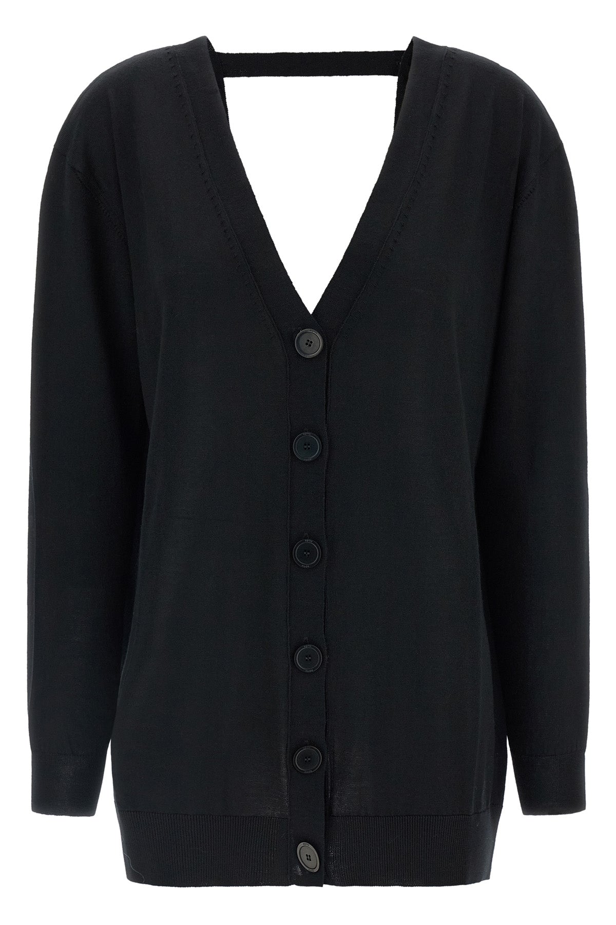 the pure wool cardigan nude redefines the codes of knitwear through a fluid and