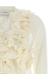 the nude cardigan is distinguished by a fine knit construction