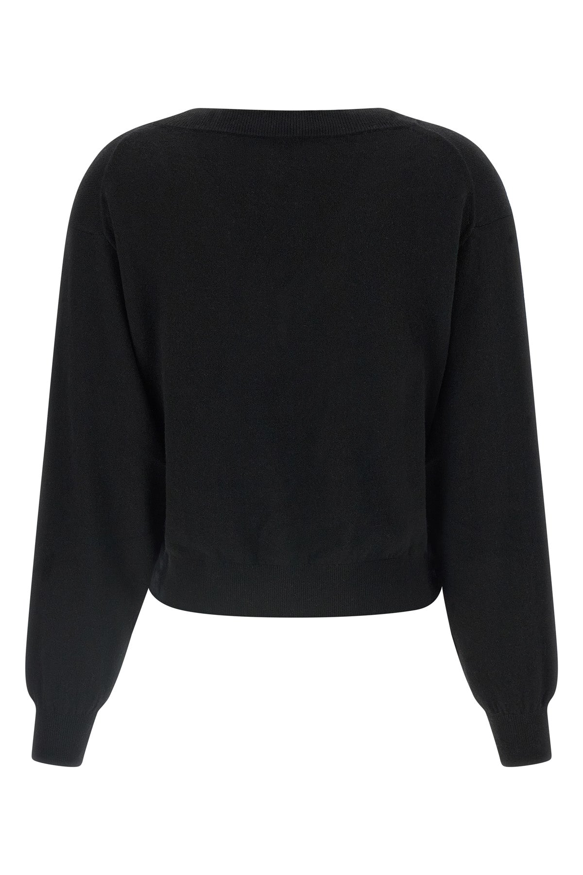 the nude v-neck sweater redefines the volumes of classic knitwear through a scul