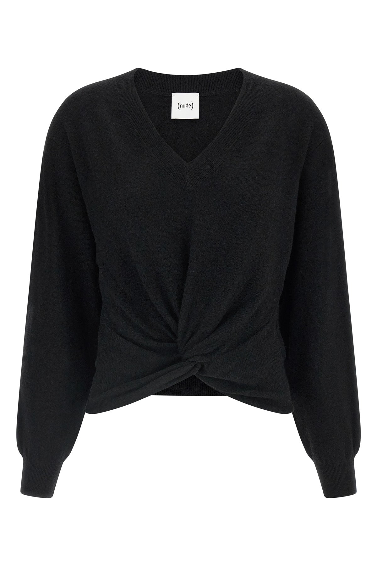 the nude v-neck sweater redefines the volumes of classic knitwear through a scul