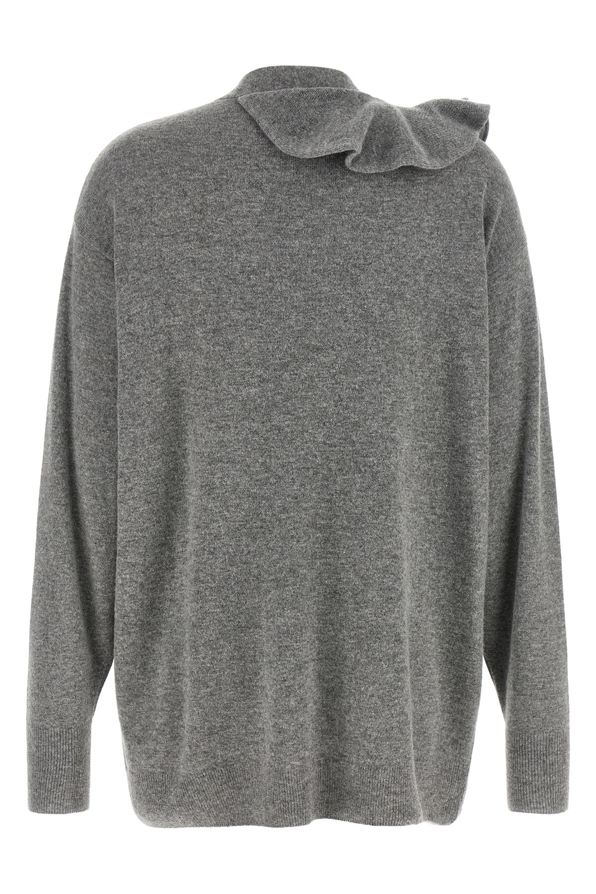 the nude cardigan in a fine grey wool and cashmere blend is distinguished by an