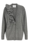 the nude cardigan in a fine grey wool and cashmere blend is distinguished by an