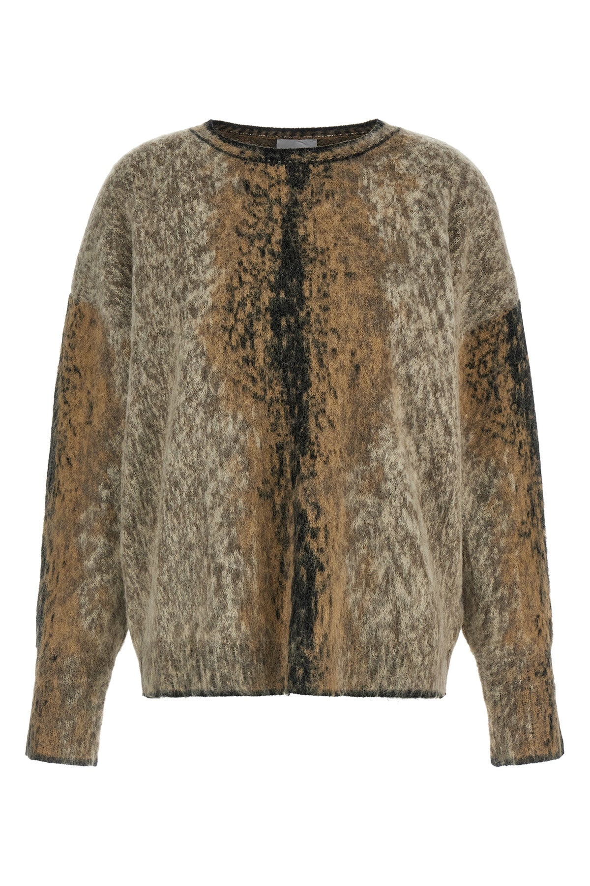 the nude crew neck sweater is distinguished by an oversized silhouette