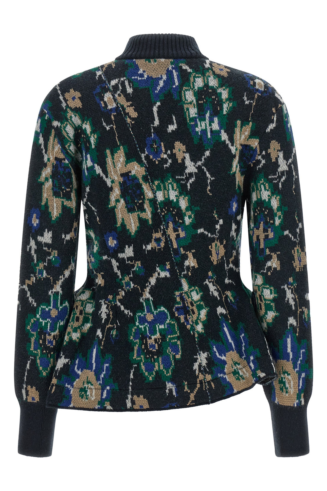 NUDE M the jacquard knit nude cardigan is distinguished by a sartorial construction