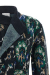 the jacquard knit nude cardigan is distinguished by a sartorial construction