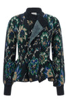 the jacquard knit nude cardigan is distinguished by a sartorial construction