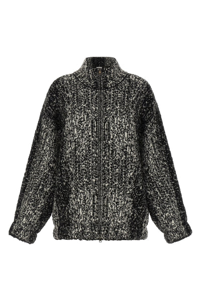 the knit bomber jacket nude redefines the codes of casual outerwear through a th