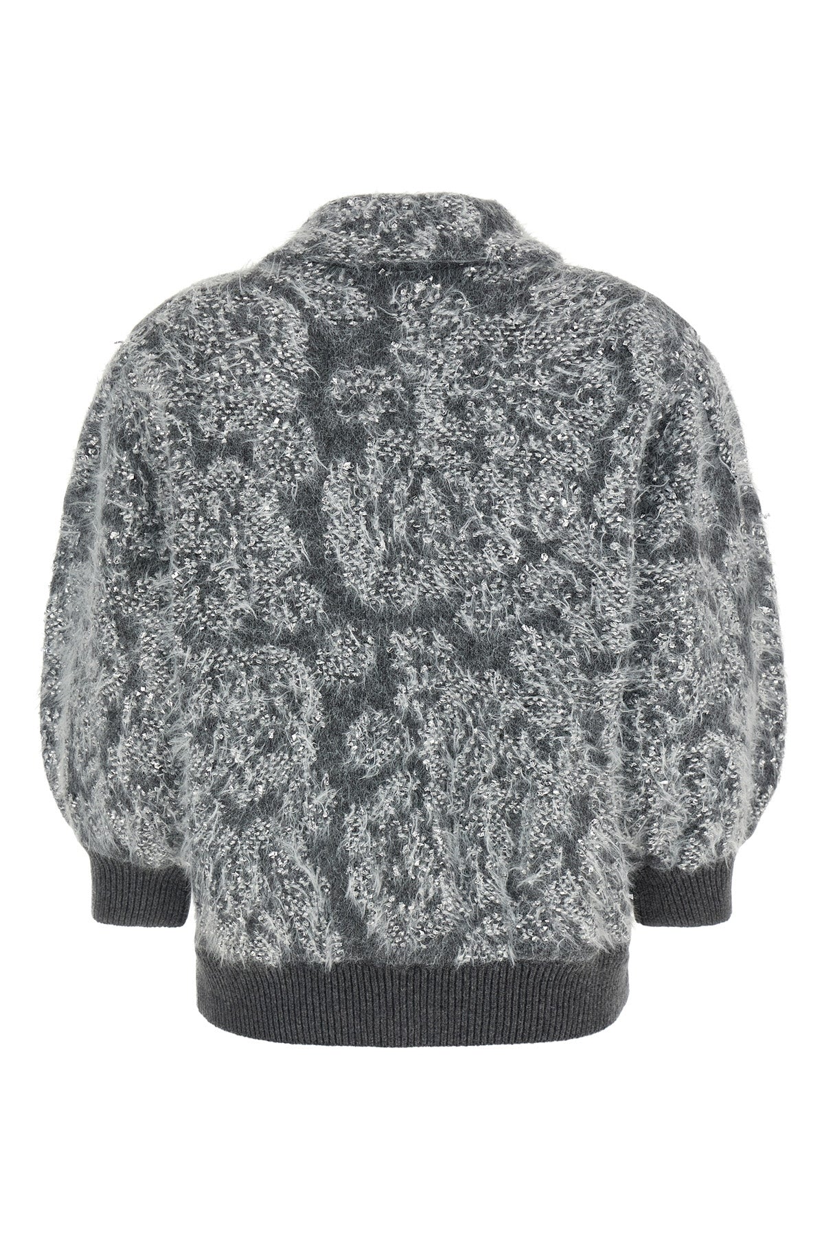 the nude cardigan is distinguished by a knit construction