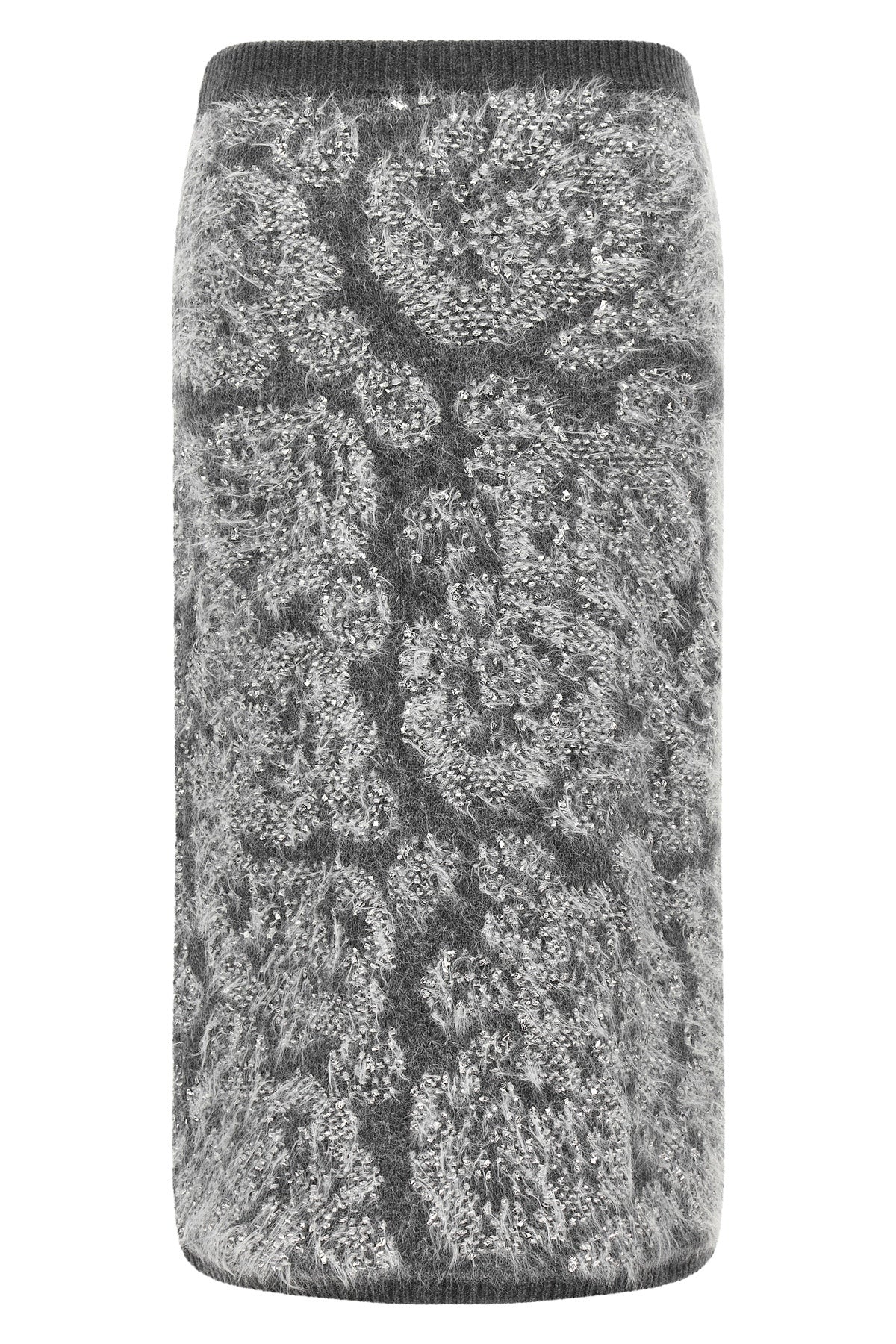 the midi skirt nude redefines knitwear through a straight and enveloping silhoue