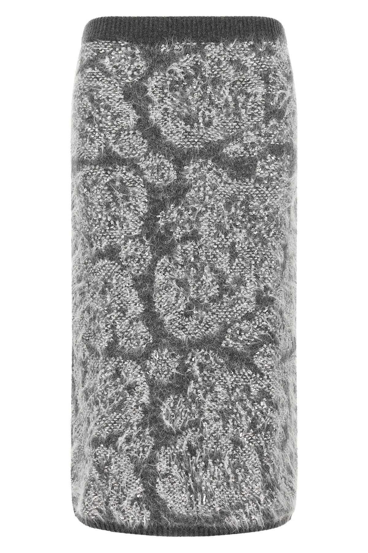 the midi skirt nude redefines knitwear through a straight and enveloping silhoue