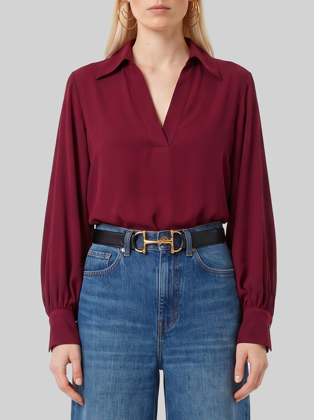 SUTTON NEW YORK 42 burgundy double georgette blouse