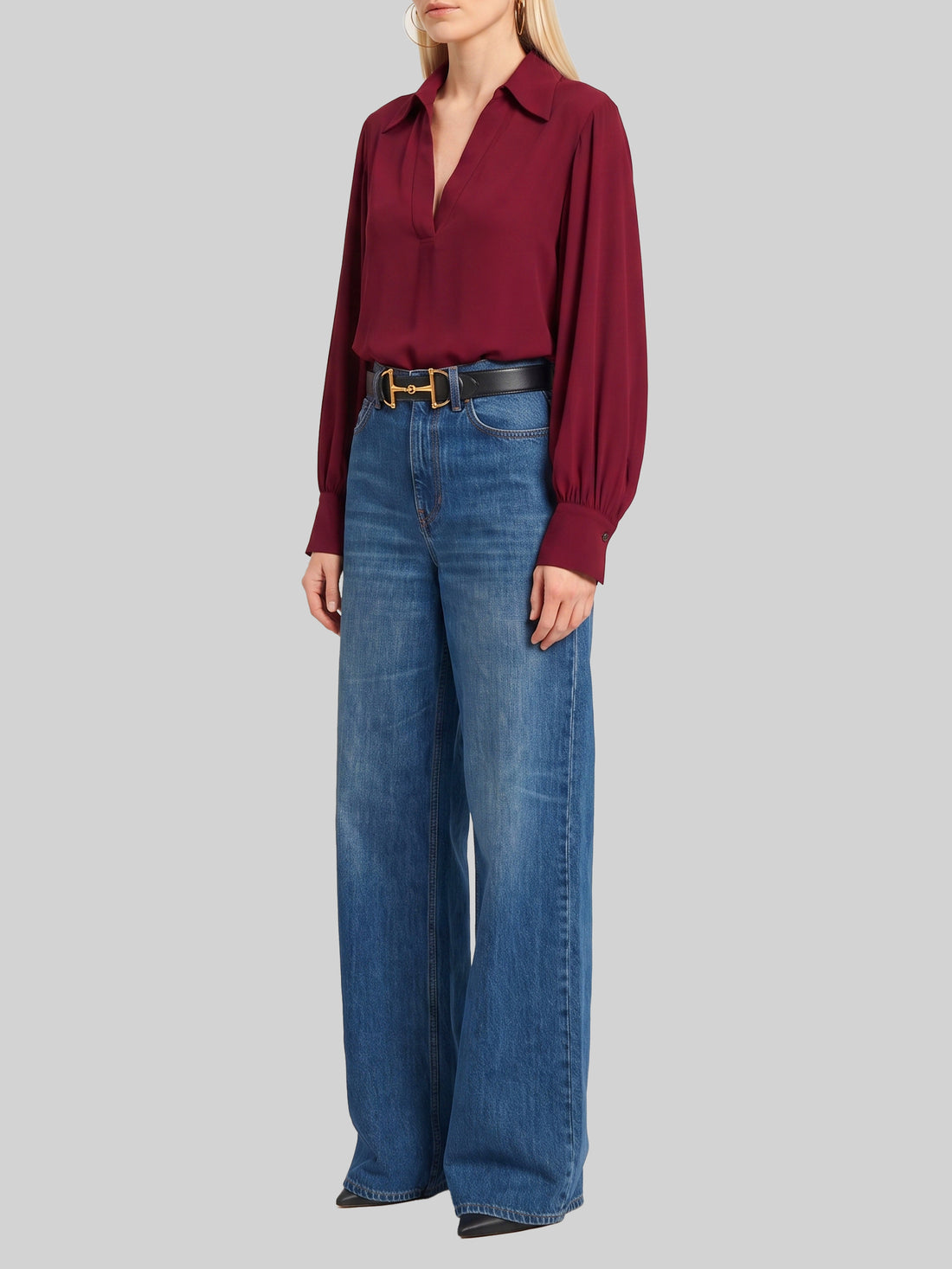 SUTTON NEW YORK 42 burgundy double georgette blouse