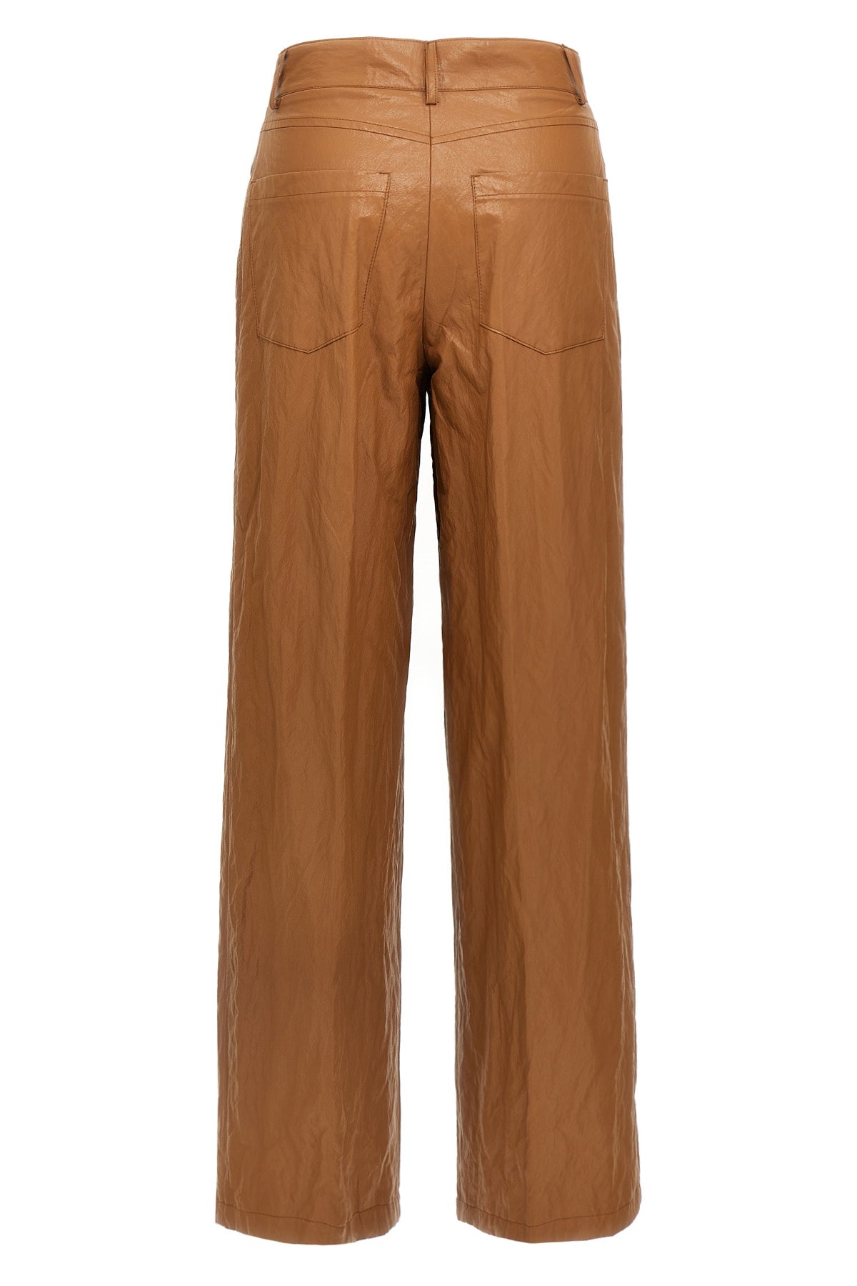 leather-effect fabric trousers