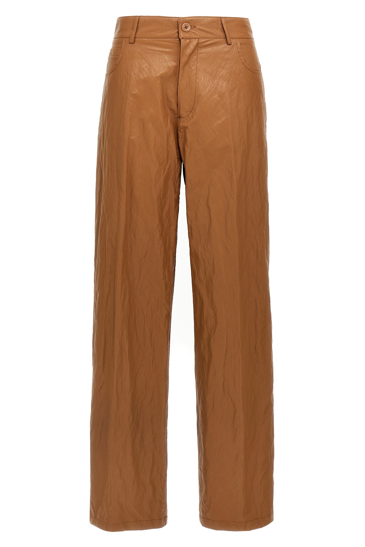 leather-effect fabric trousers