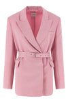 double-breasted blazer in linen and tencel blend