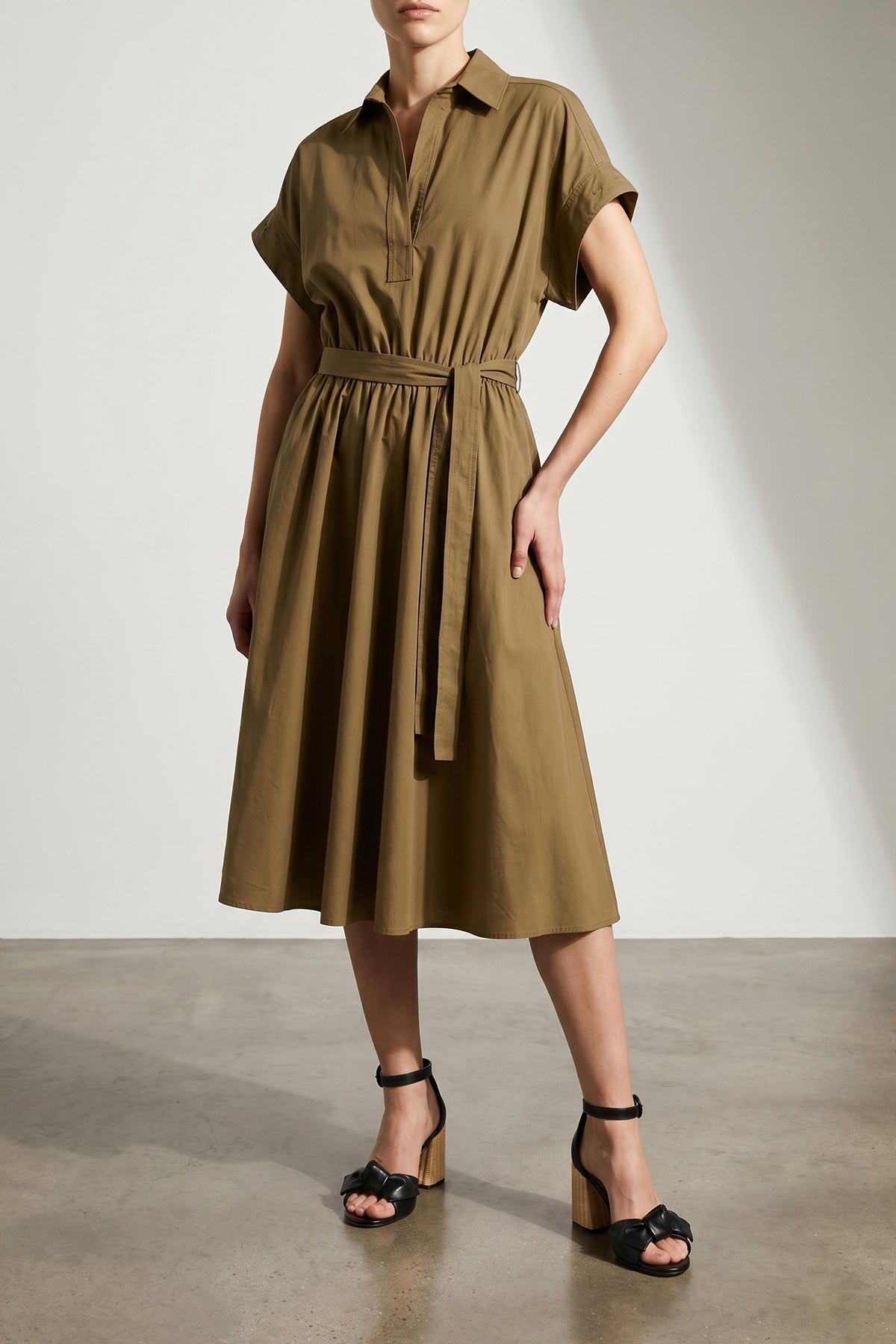 cotton poplin midi dress