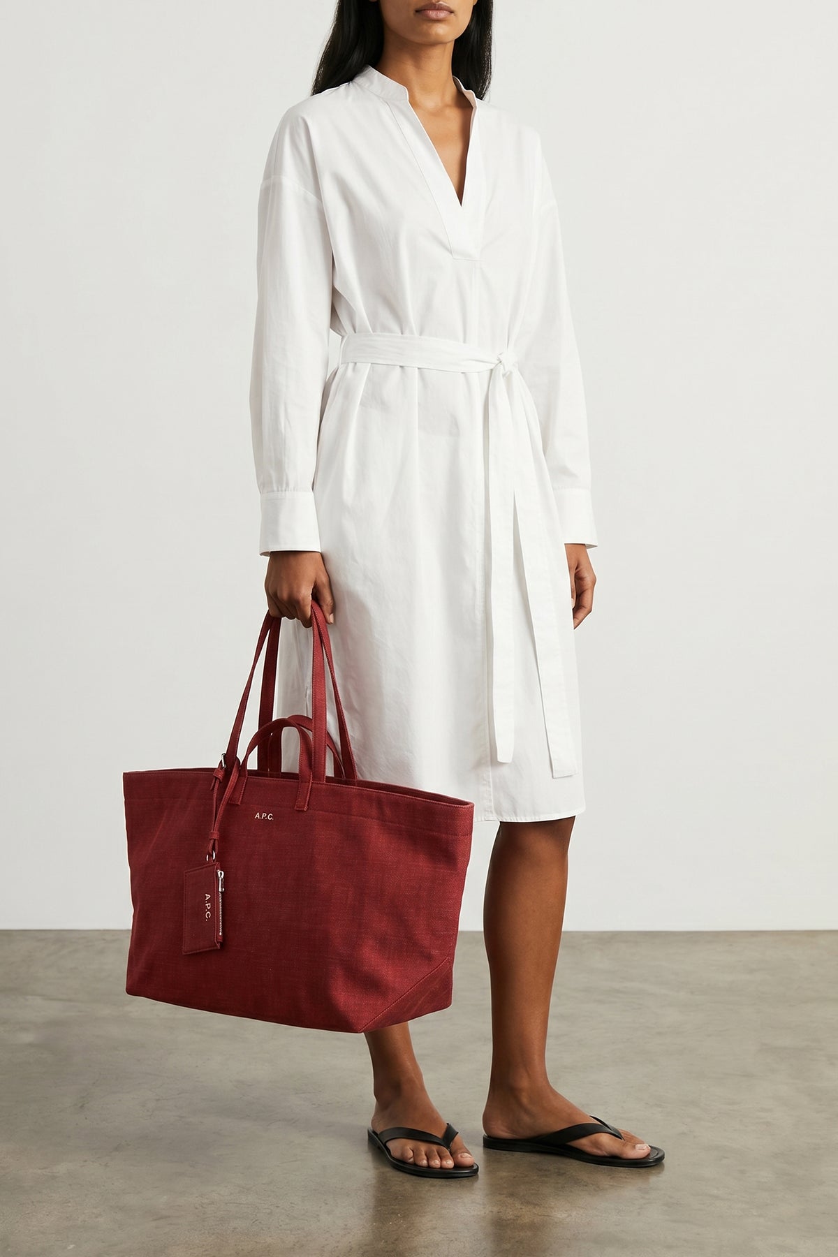 chemisier midi dress in cotton poplin