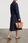 chemisier midi dress in cotton poplin