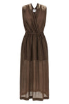 long linen blend dress