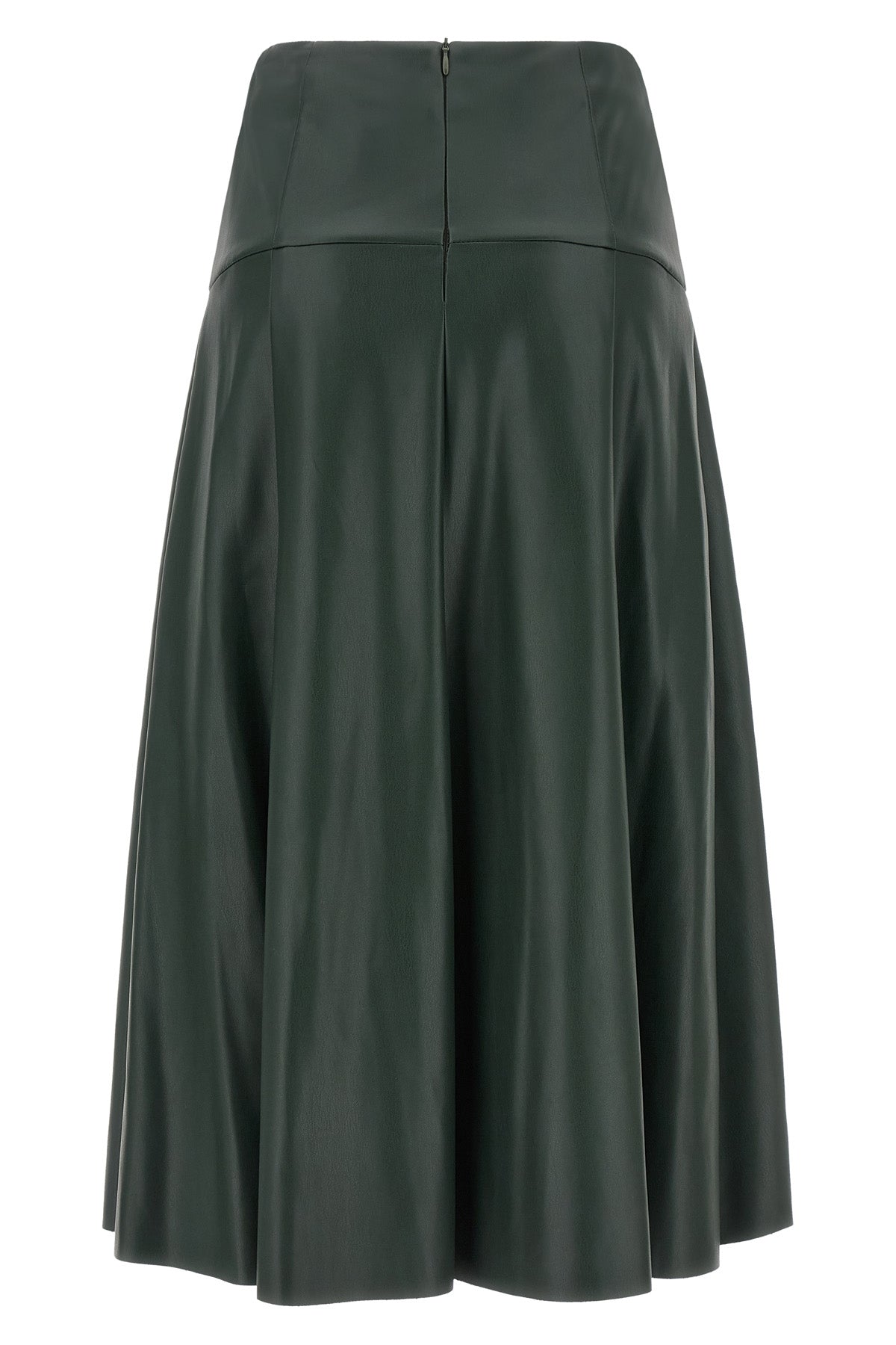 the nude midi skirt redefines the codes of contemporary elegance through a flare