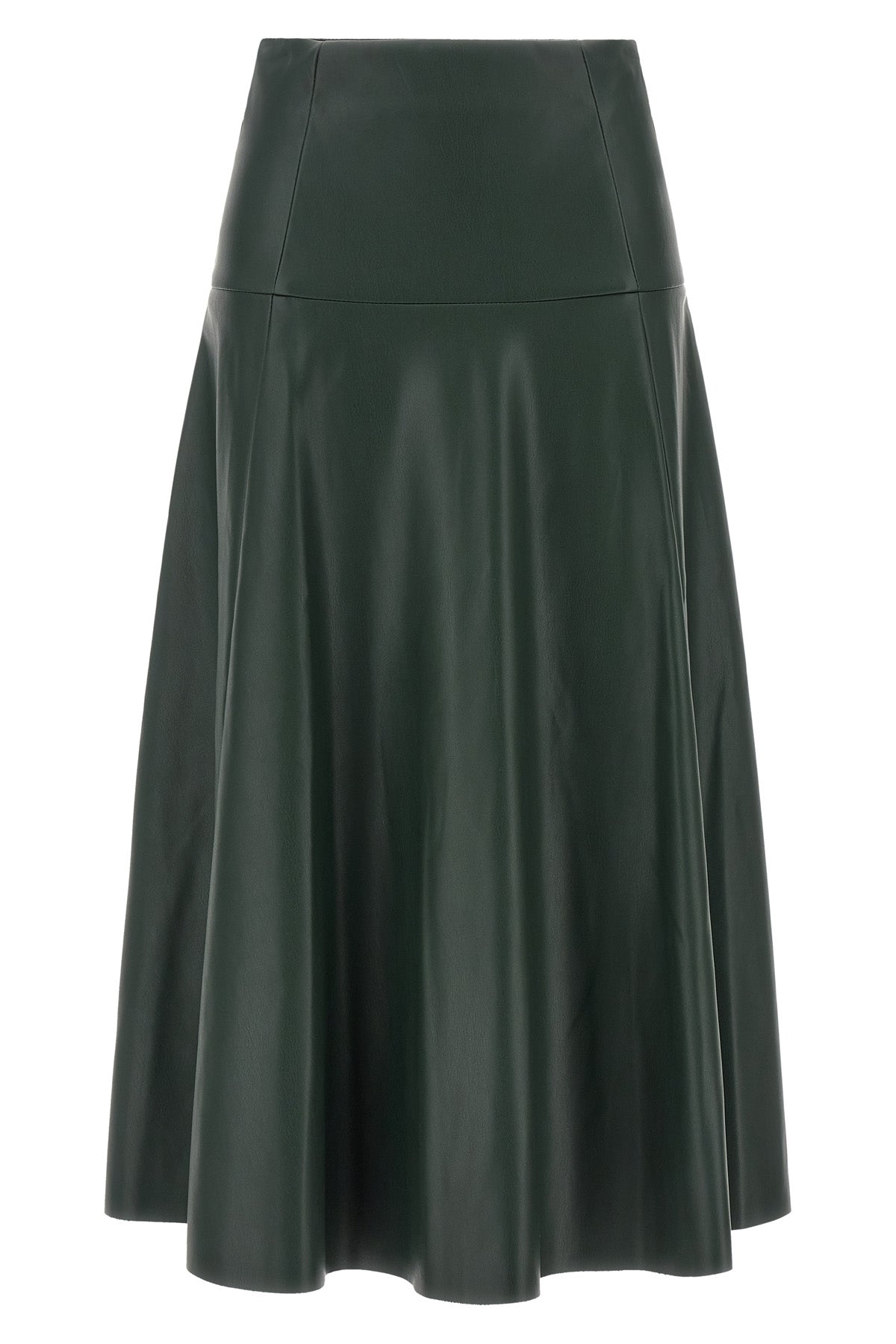 the nude midi skirt redefines the codes of contemporary elegance through a flare