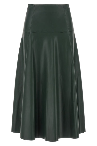 the nude midi skirt redefines the codes of contemporary elegance through a flare