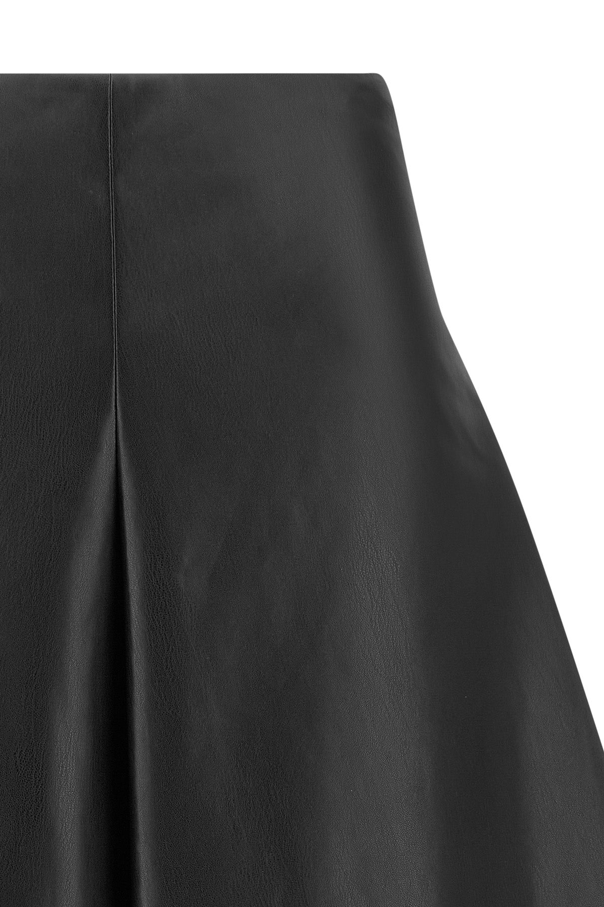 the nude mini skirt defines a flared silhouette