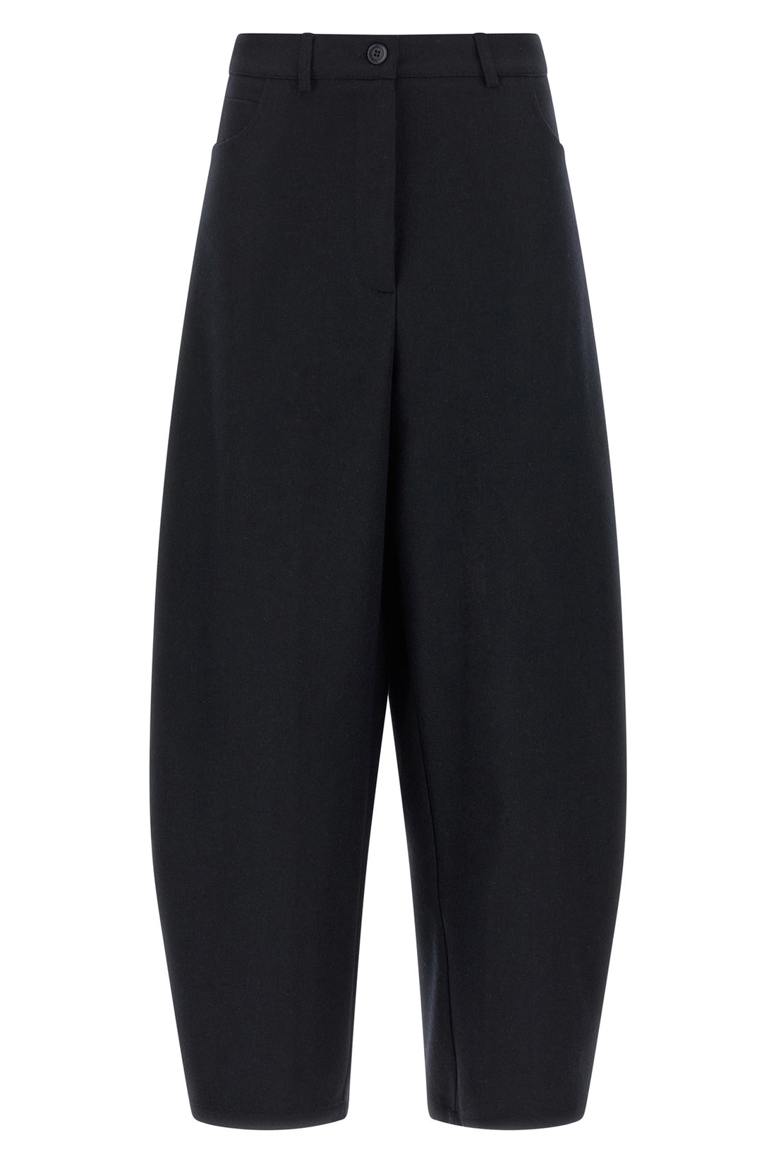 NUDE 38 the nude trousers redefine the volumes of the daily wardrobe through a barrel-sh