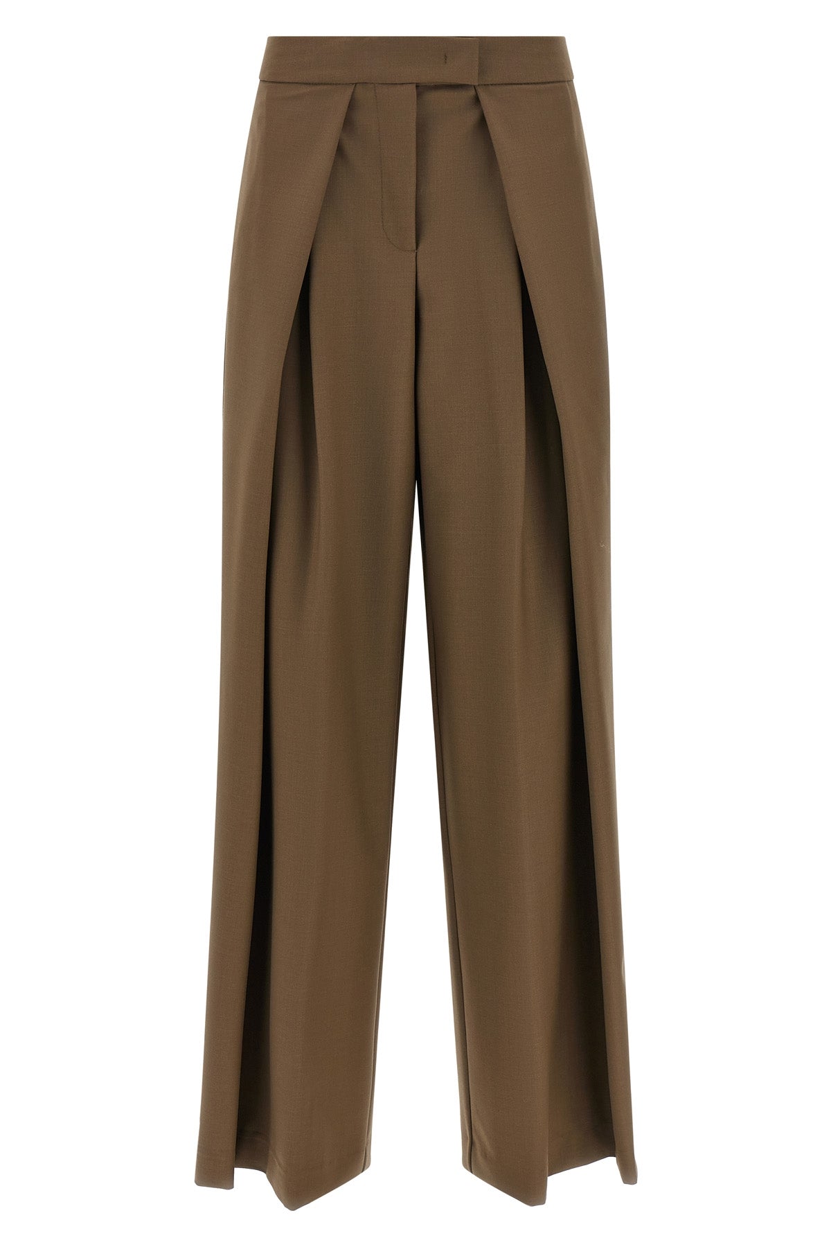 the palazzo nude pants are distinguished by a wide and structured silhouette