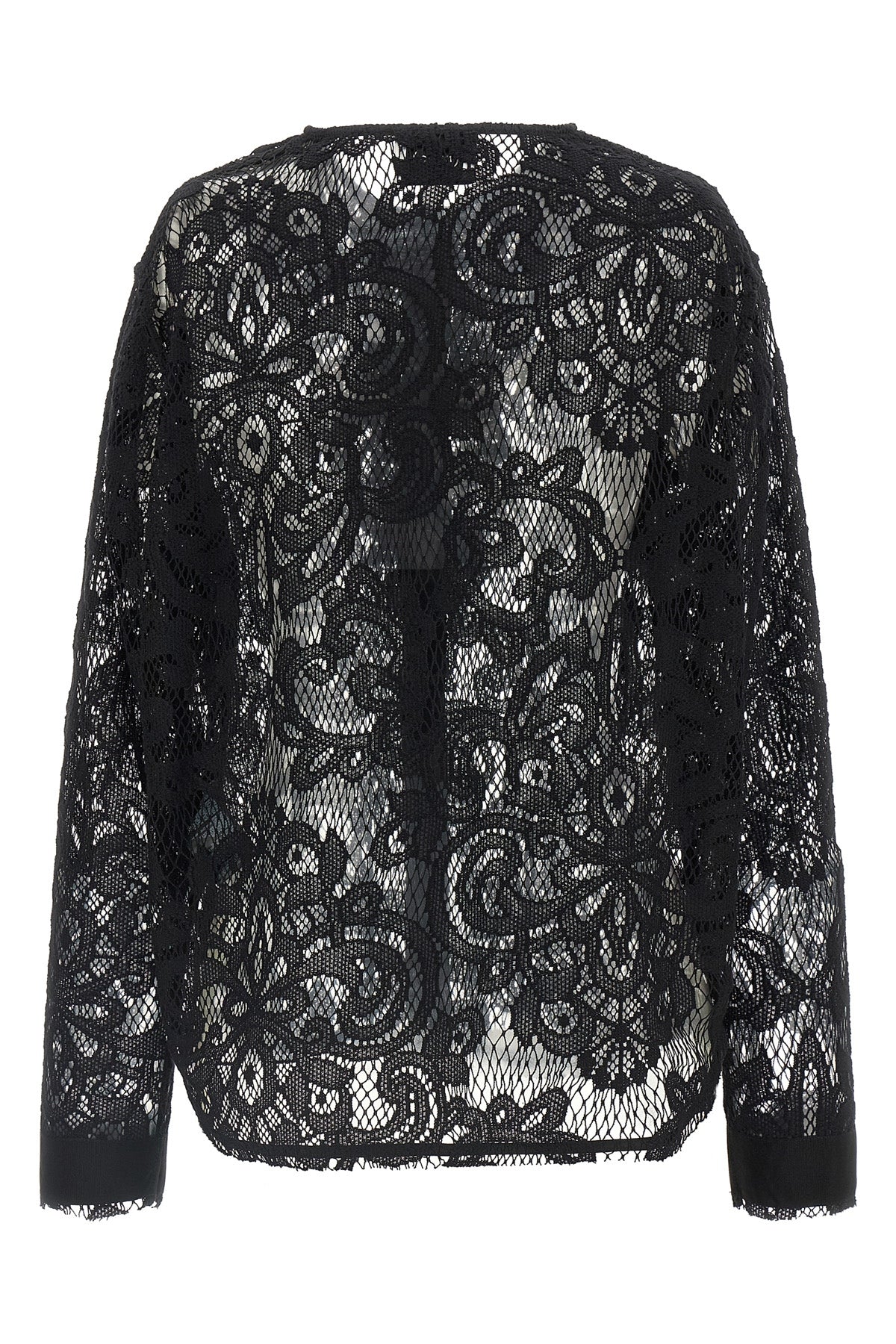 the nude shirt redefines the codes of transparency through a complex floral lace