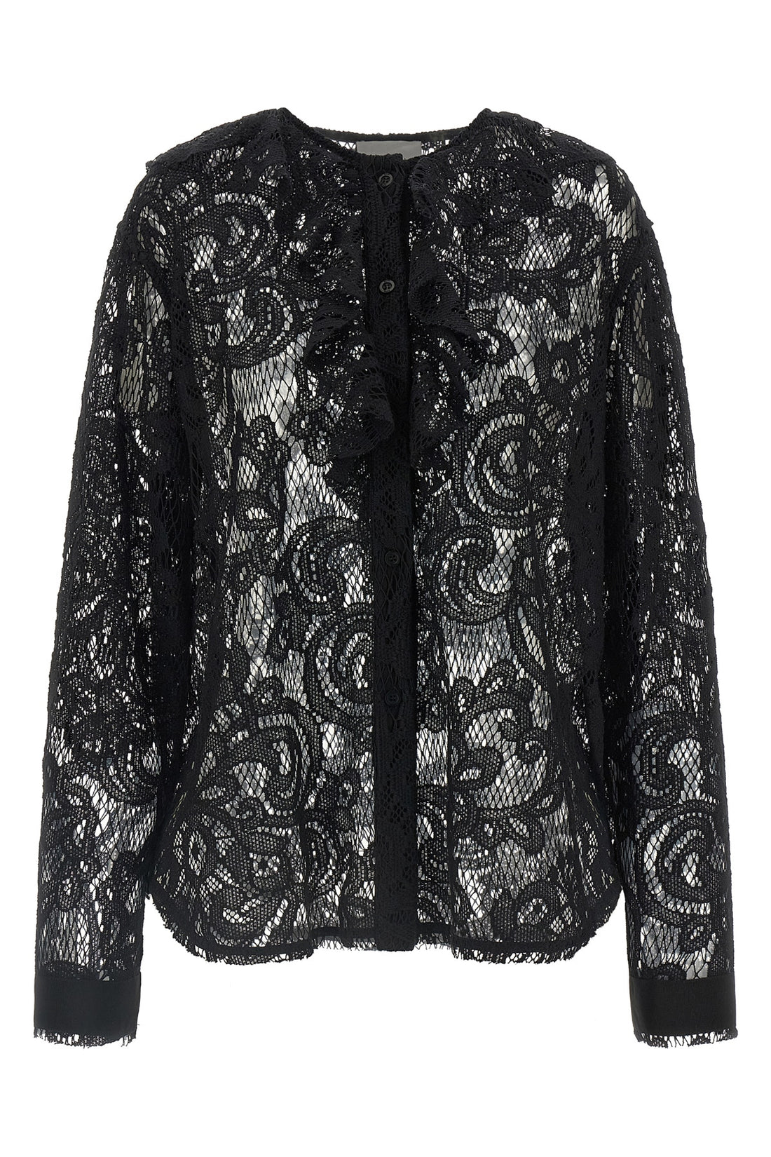 NUDE 38 the nude shirt redefines the codes of transparency through a complex floral lace