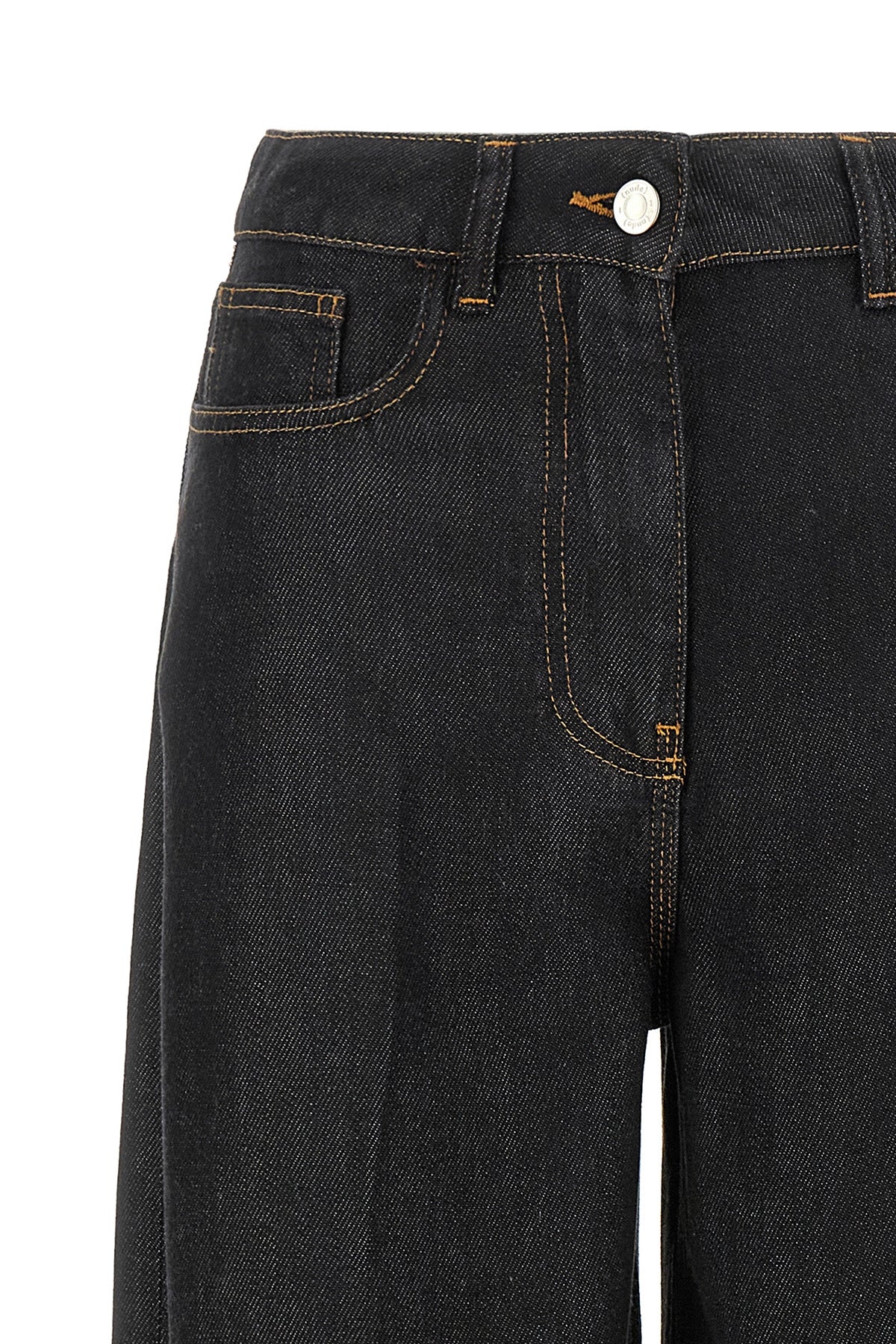 nude tilda jeans define a rigorous silhouette through large and structured vol
