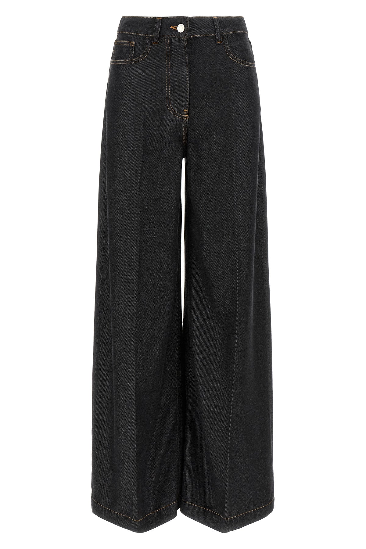 nude tilda jeans define a rigorous silhouette through large and structured vol