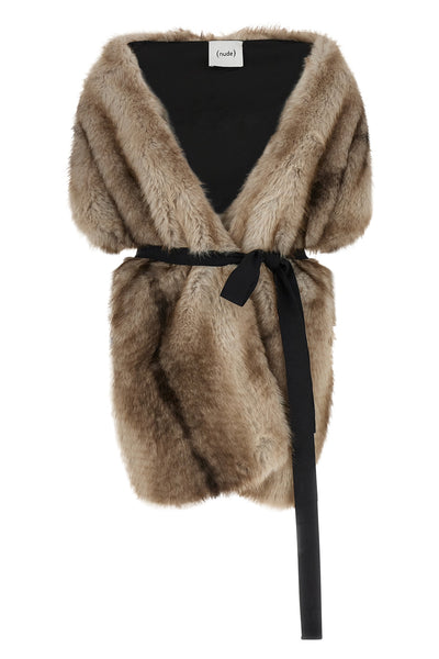 the nude stole in beige eco-fur redefines the concept of accessory outerwear