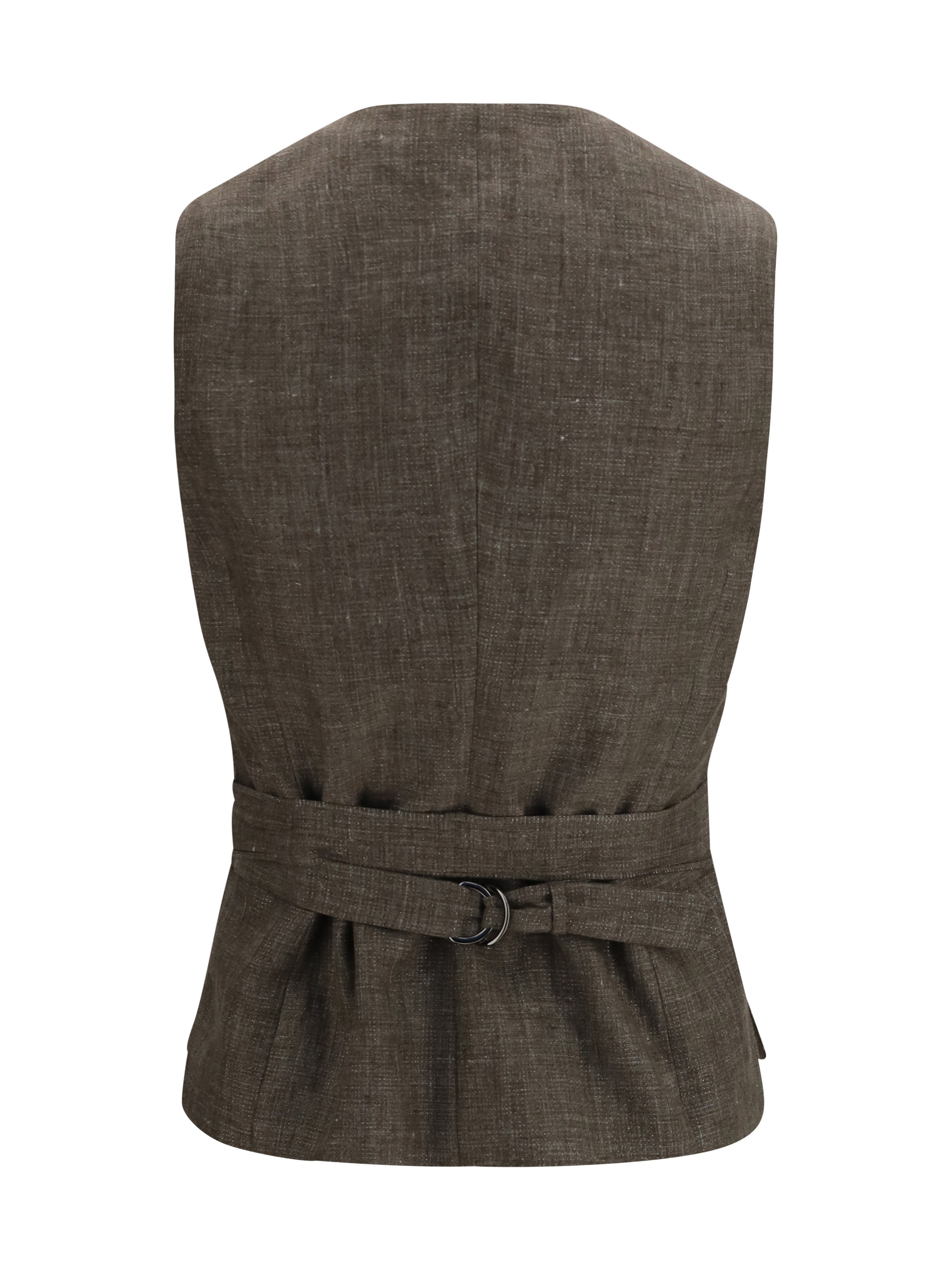 belted linen vest