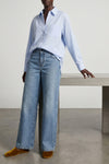 the row elva shirt exemplifies sartorial precision through its minimalist cons