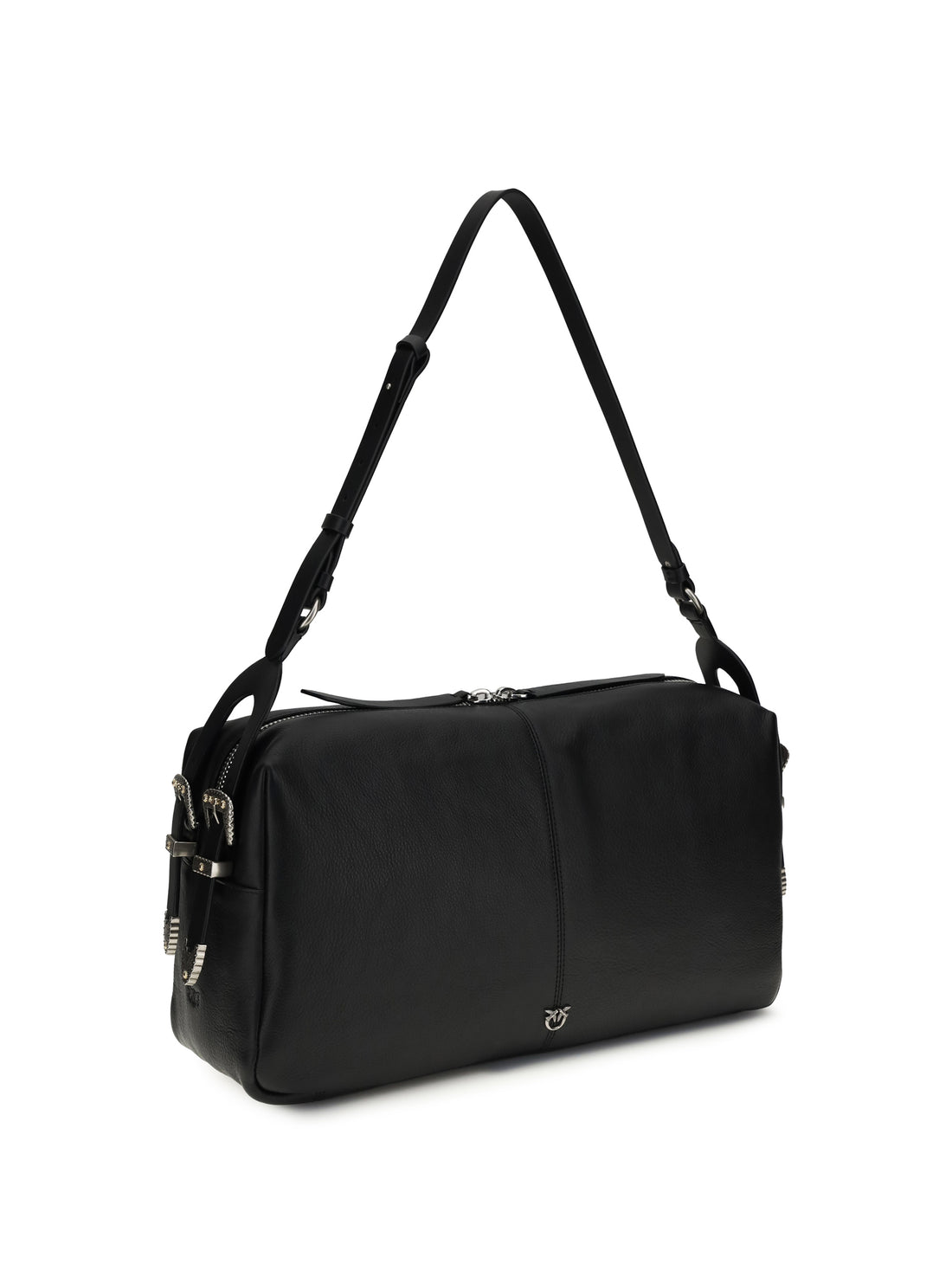 PINKO OS large keeper shoulder bag in new biker leather