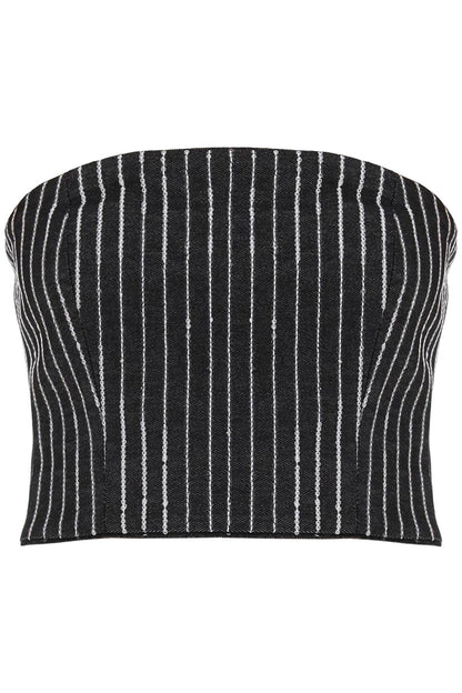 cropped top with sequined stripes