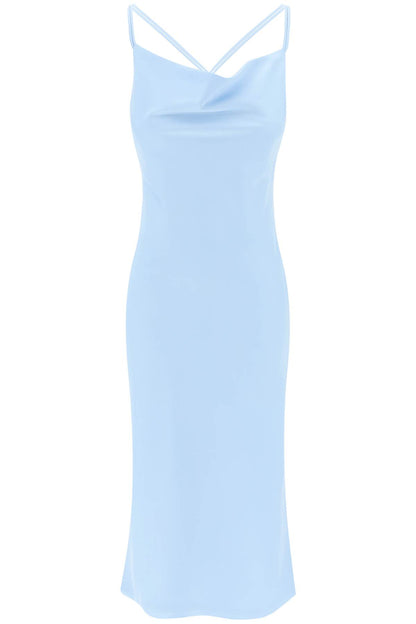 satin midi slip dress for a