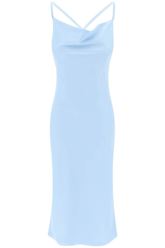 satin midi slip dress for a