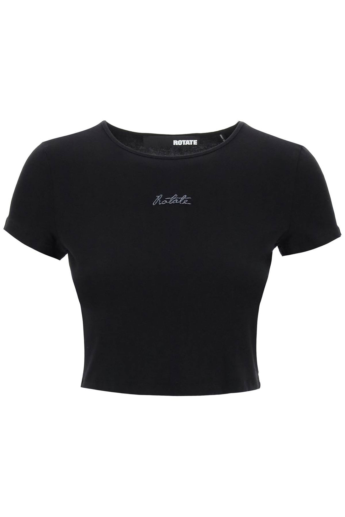 cropped t-shirt with embroidered lurex logo