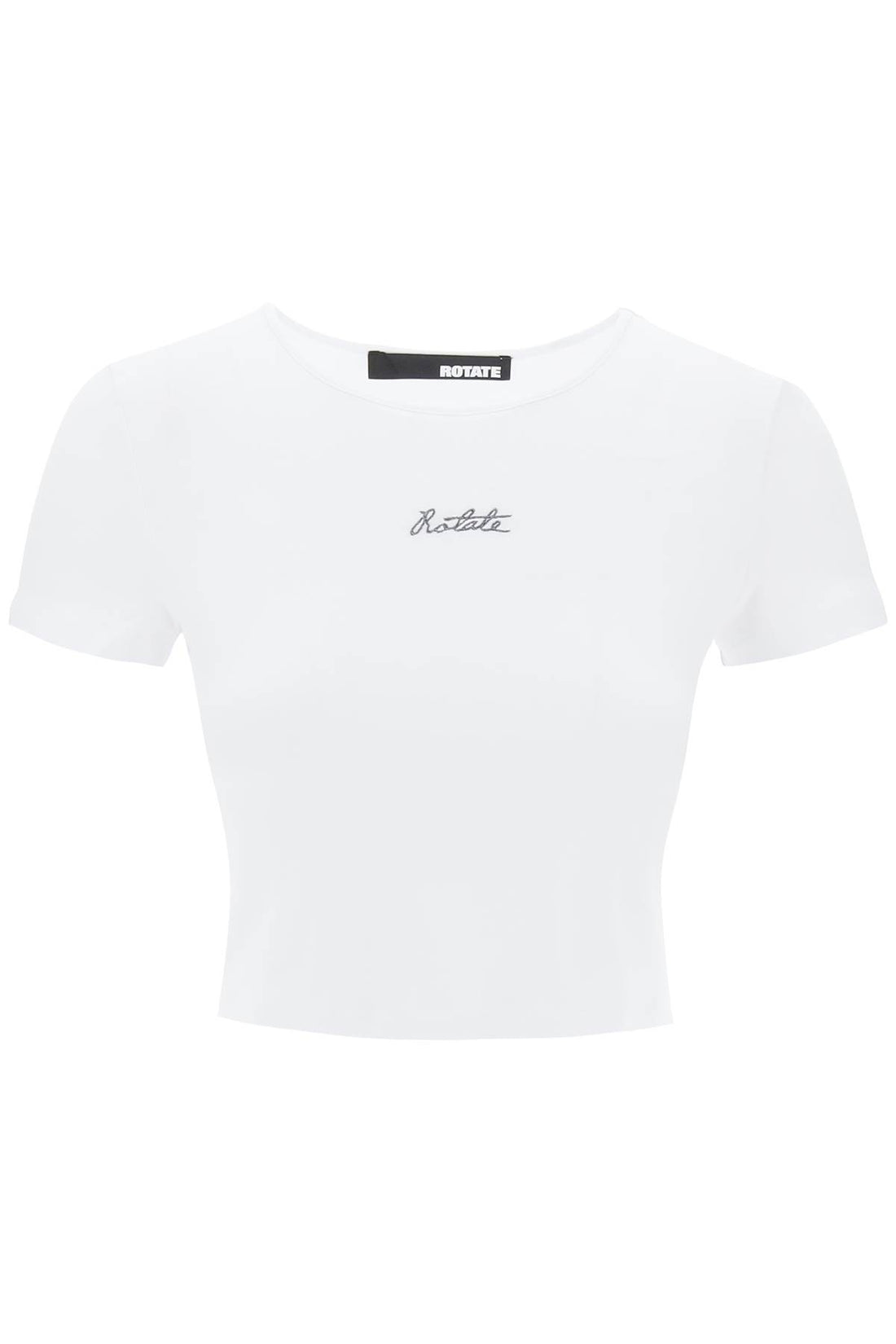 cropped t-shirt with embroidered lurex logo