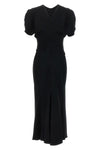 gathered waist midi dress in fluid cady fabric tightened at the waist