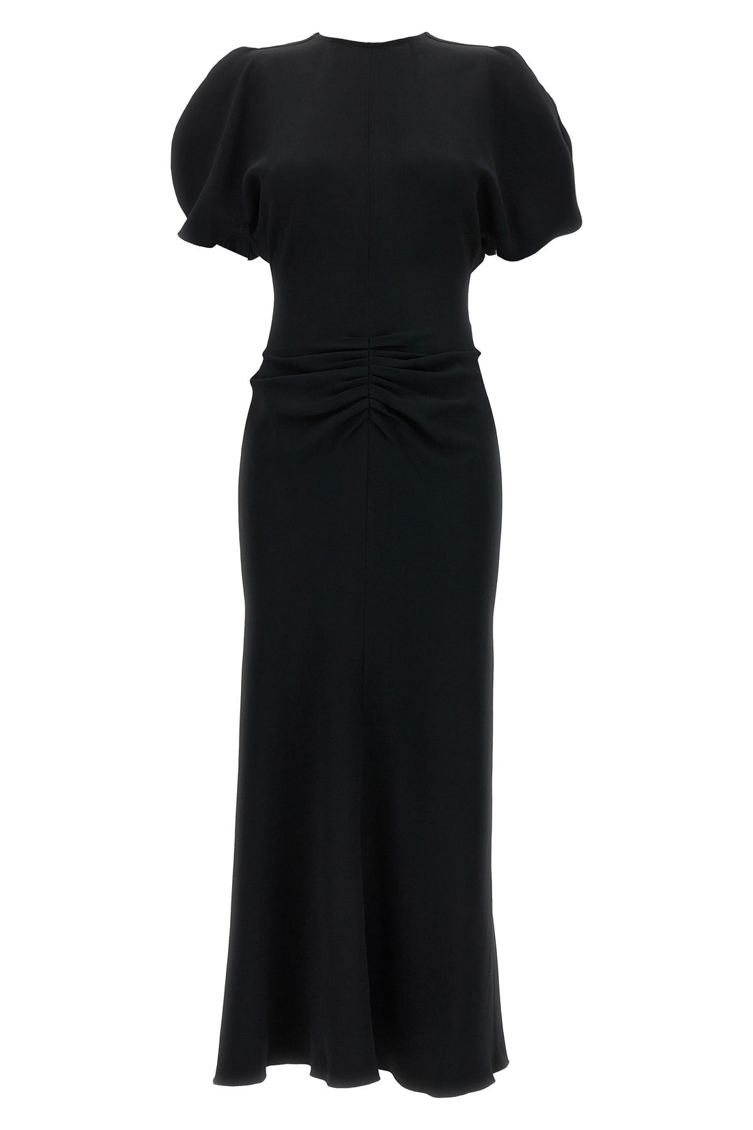 VICTORIA BECKHAM 8 gathered waist midi dress in fluid cady fabric tightened at the waist