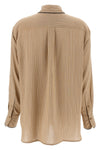 piping detail pyjama striped viscose and silk blend shirt