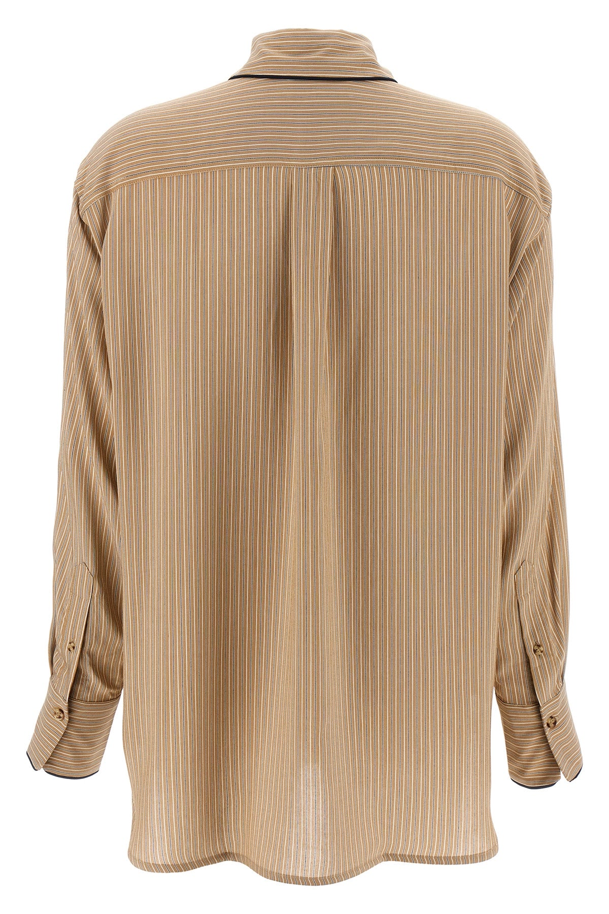 piping detail pyjama striped viscose and silk blend shirt