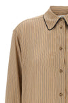 piping detail pyjama striped viscose and silk blend shirt