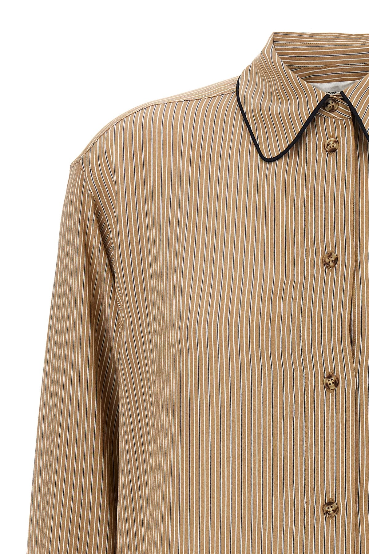 piping detail pyjama striped viscose and silk blend shirt